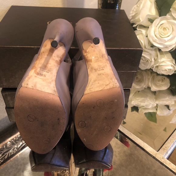 Gucci Platform Peep toe Sling Back in Taupe 38.5 - Picture 3 of 6